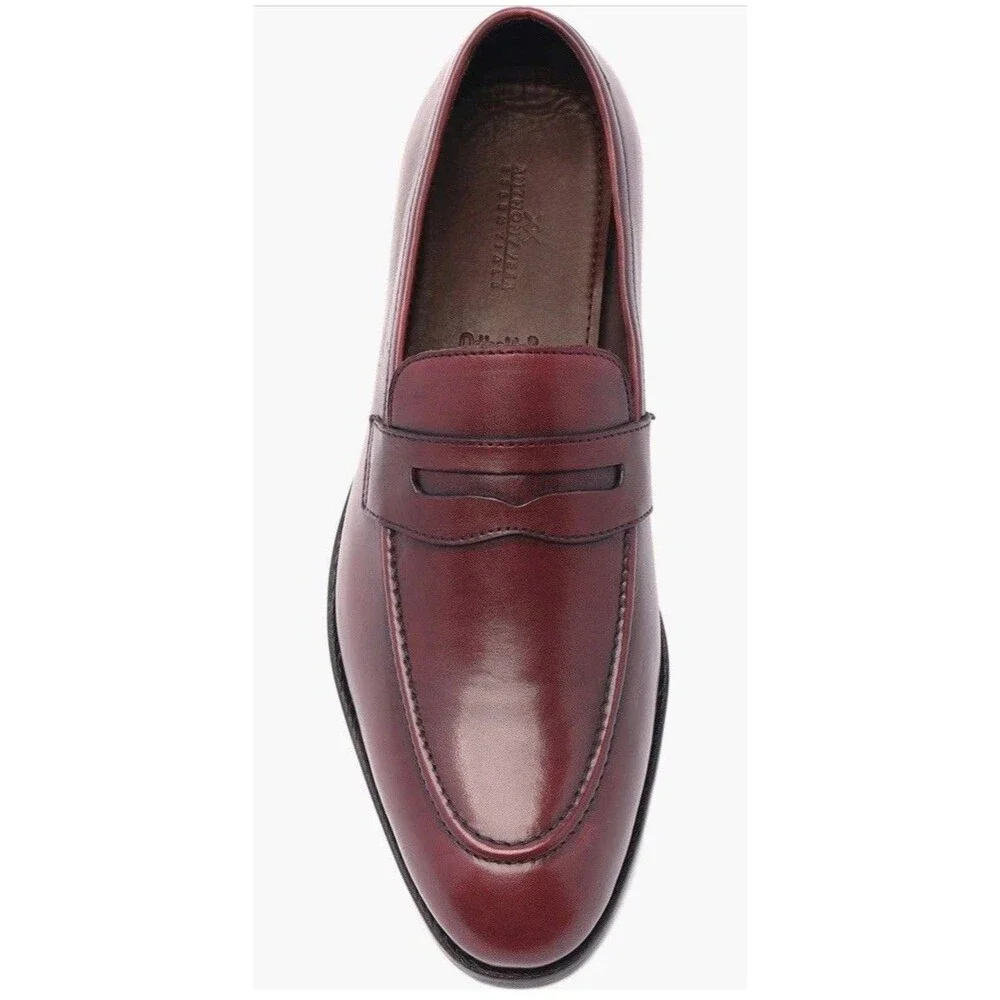 New Anthony Veer Gerry Penny Loafers Slip On Shoes Wine Men Leather Sz 10 Lite